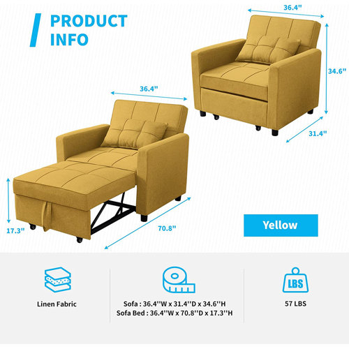 Ebern Designs Culliton Twin 36.4" Wide Sewn Pillow Back Futon